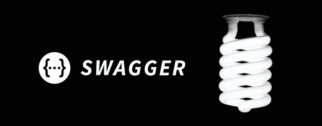 a lit coiled flourescent lightbulb appears in front a stark black background, to the left is the swagger logo and brand name