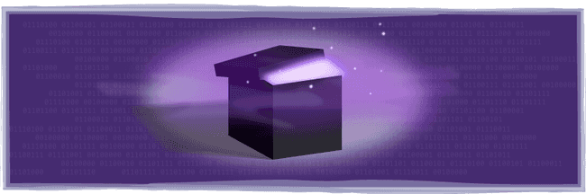A dark box sits at the center with it's lid slightly ajar, it appears magical