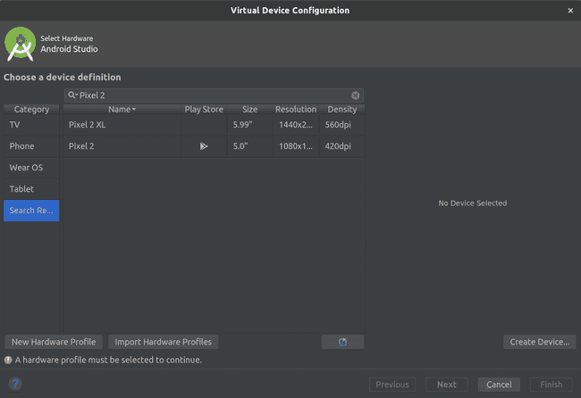 Android Studio Virtual Device Configuration