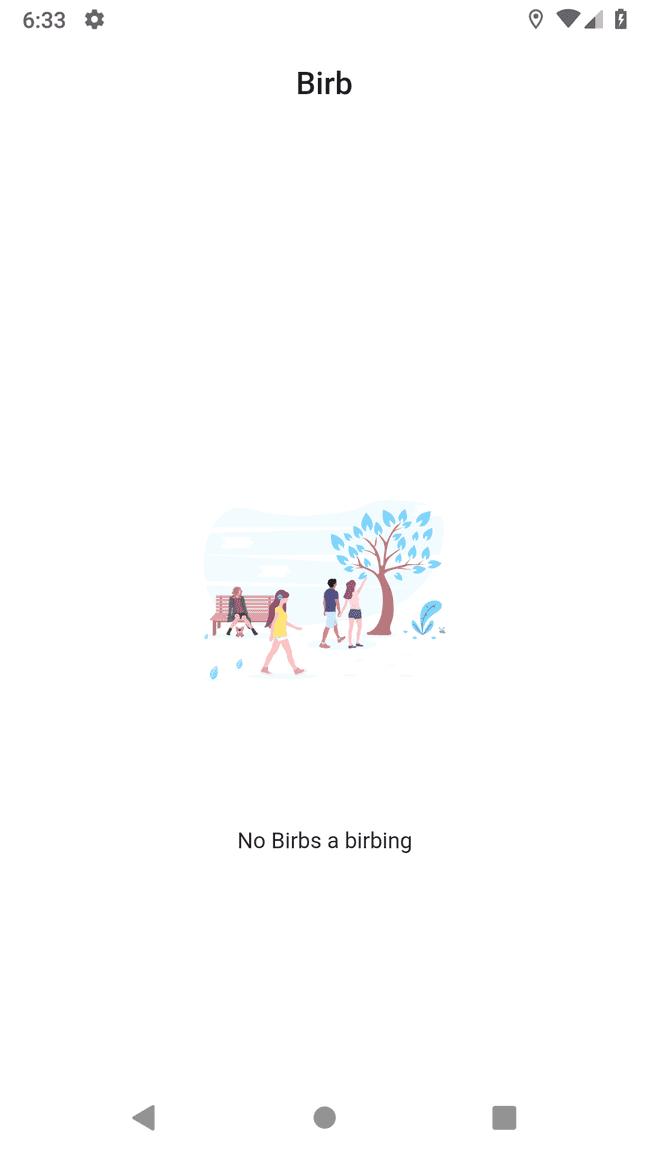 Screenshot of a view with no content